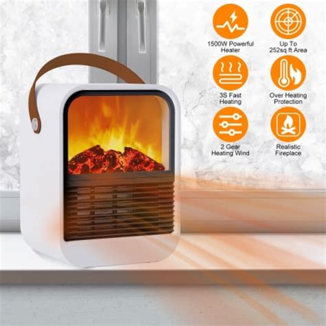 W Portable Electric Fireplace Heater Gear Temperature Ptc Ceramic