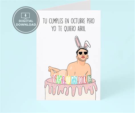 Bad Bunny Birthday Card Bad Bunny Gift Tarjeta De Cumpleaños Etsy