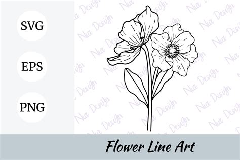 Himalayan Poppy Flower Line Art Svg Graphic By Nurdesign99 · Creative