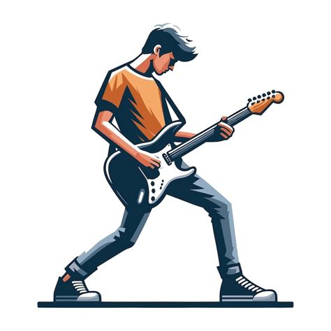 Premium Vector Musician Playing Electric Guitar Rockstar Guitarist