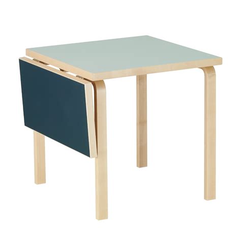 Artek Aalto Foldable Table DL81C Birch Vapour Smokey Blue Linoleum