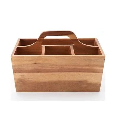 Designer Mango Wood Caddy With Metal Handle Exporter Customized