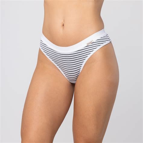 Calcinha em algodão listrado fio duplo elástico sustentação Ilumine Lingerie