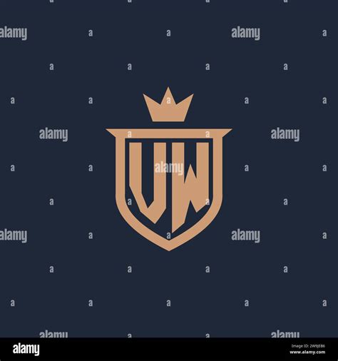 VW Monogram Initial Logo With Shield And Crown Style Design Ideas Stock