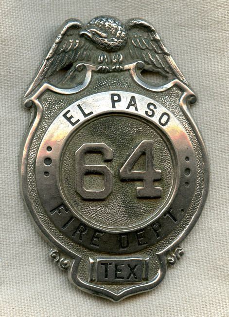 US State of Texas, City of El Paso Fire Department Badge (1920s) | El ...