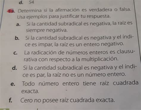 Determina Si La Afirmaci N Es Verdadera O Falsa Usa Ejemplos Para