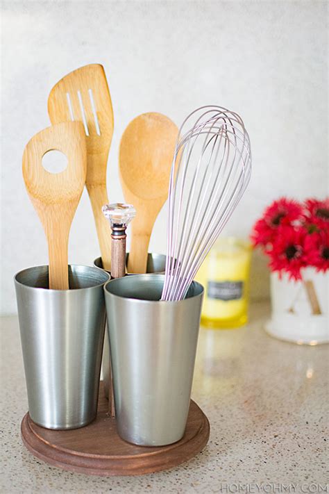 DIY Rotating Utensil Caddy - Homey Oh My