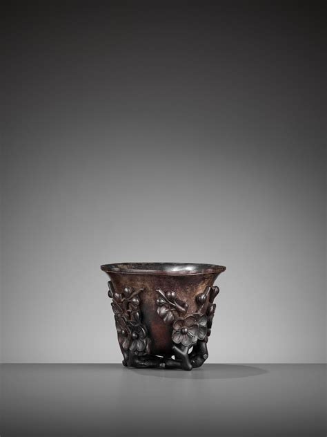 zitan floral libation cup becker antiques amsterdam