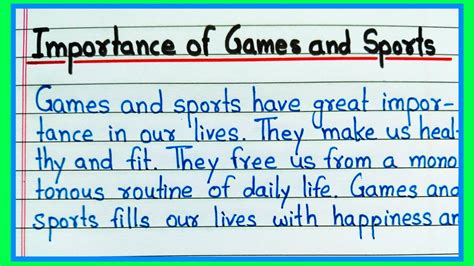 Importance Of Games And Sports Essay Write Essay On Sports And Games