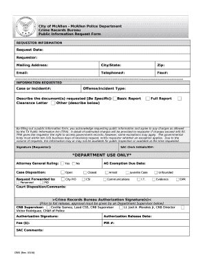 City Of McAllen McAllen Police Department Doc Template PdfFiller