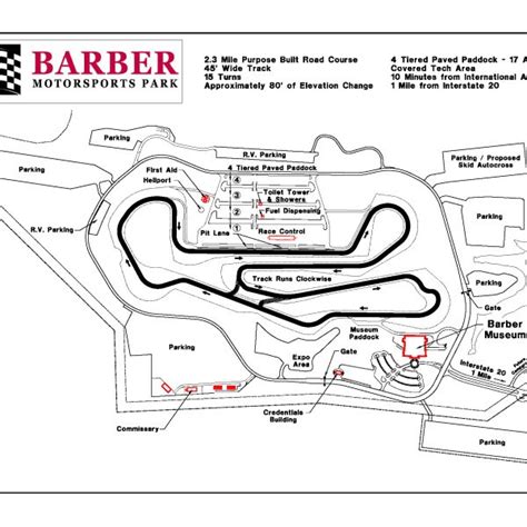 Park & Track Map | Barber Vintage Motorsports Museum