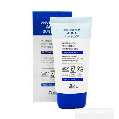 Солнцезащитный крем Ekel Aqua Sun Block AHA BHA PHA SPF 50PA 70 мл