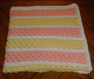 Karens Crocheted Garden Of Colors Granny Stripe Baby Blanket