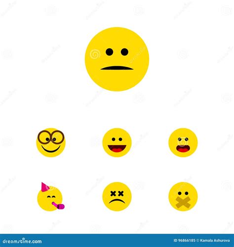 Sistema Plano De La Cara Del Icono De Emoticon Del Tiempo Del Partido