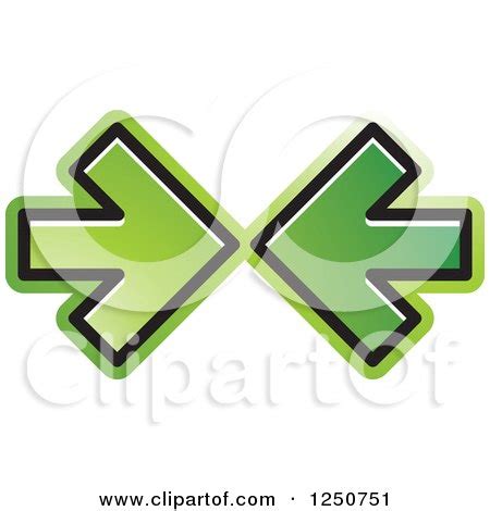 Clipart of Two Green Arrows Pointing at Each Other - Royalty Free Vector Illustration by Lal ...