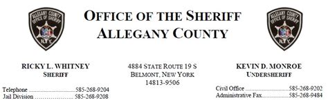 Wellsville Regional News Dot Com Monthly Report Allegany County Sheriff