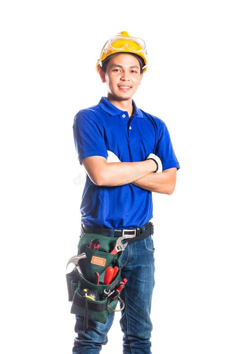 Asian Construction Worker With Tools Stock Photo Image 34333608