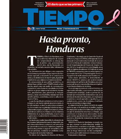 El Ltimo Editorial De Diario Tiempo Criterio Hn