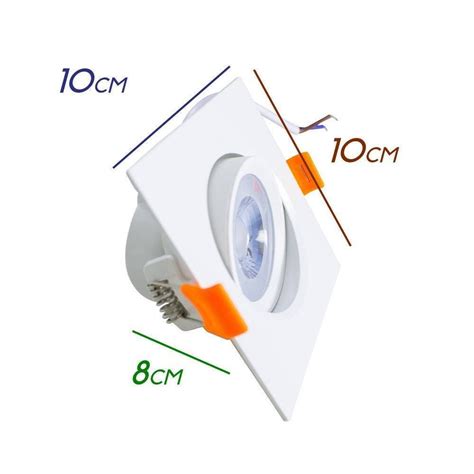 Kit 6 Spot Embutir Direcional Super LED 5W Quadrado Branco Frio