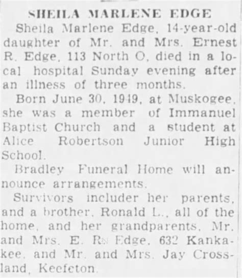 Sheila Marlene Edge M Morial Find A Grave