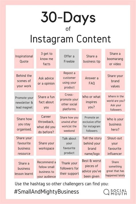 Days Of Instagram Content For Small Business Instagramtips