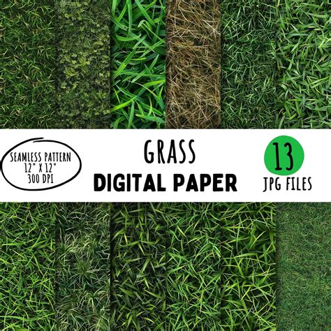 13 Grass Digital Papers Seamless Summer Grass Field Pattern Football
