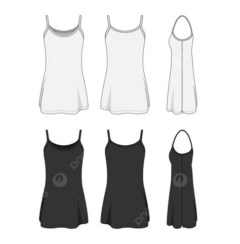 Woman Long Camisole Dress Template Illustration Set Silhouette Sleeve Short Vector Silhouette