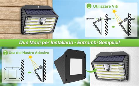 Claoner 126 LED Luce Solare LED Esterno 6 Pezzi 3 Modalità Luci