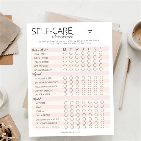 Daily Self Care Checklist Printable Self Care Habit Tracker Self Care