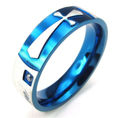 A Blue Ring With A Cross On It