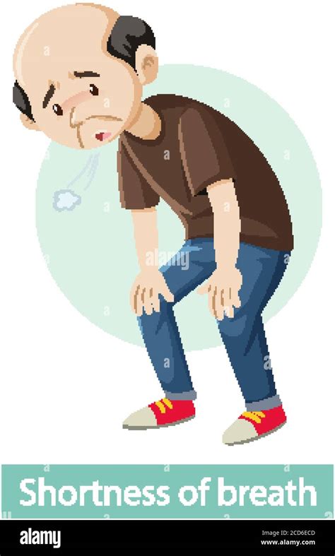 Cartoon Character With Shortness Of Breath Symptoms Illustration Stock