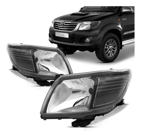 Farol Hilux 2012 2013 2014 2015 Foco Simples Máscara Negra