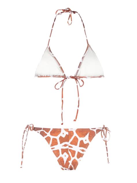 Reina Olga Susan Giraffe Print Bikini Set Farfetch