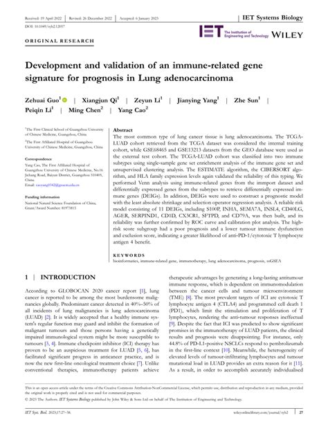 Pdf Development And Validation Of An Immune Related Gene Signature