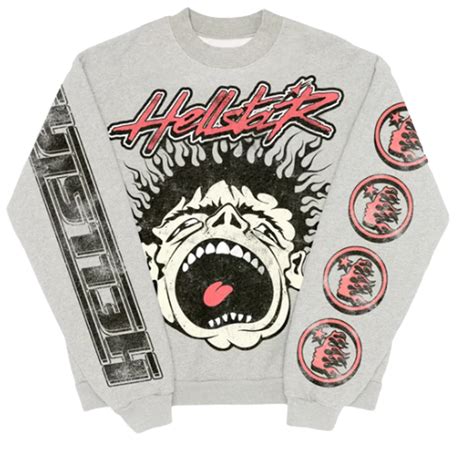 Hellstar Heather Grey Crewneck Sweatshirt Whats On The Star