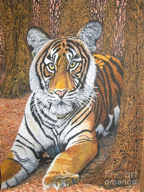 Tiger Trees Painting By Bhagvati Nath Fine Art America