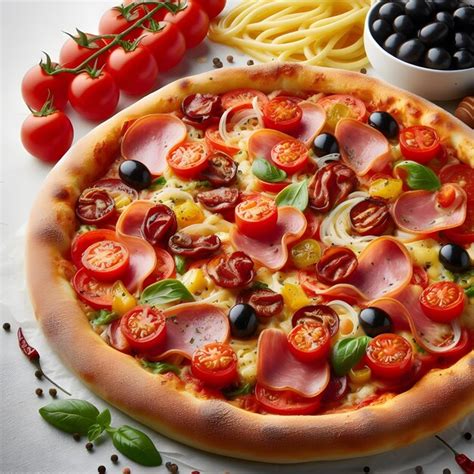 Premium Photo Pizza Pizza Filled With Tomatoes Salami And Olives