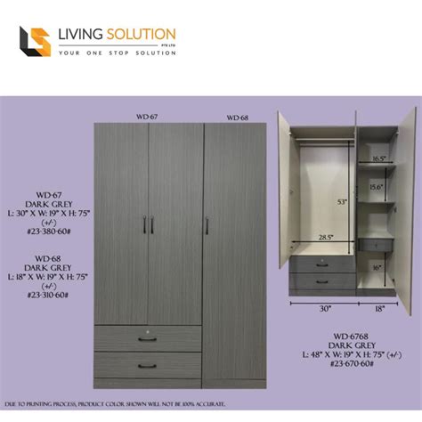 Viki Open Door Wardrobe Dark Grey Living Solution Pte Ltd