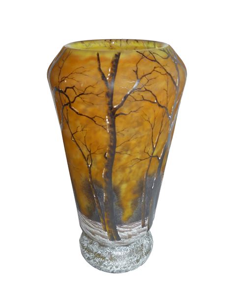 Daum Nancy Grand vase Art nouveau Paysage de neige XXe siècle N