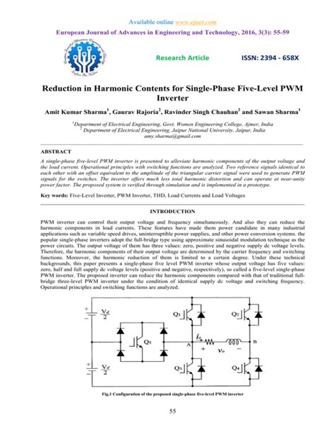 Reduction In Harmonic Contents For Single Phase Five