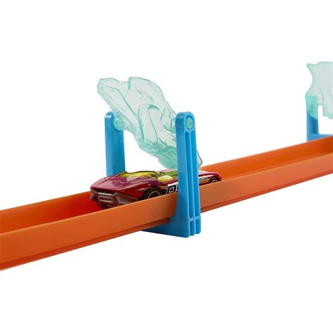 Mattel Hot Wheels Track Set With Car Ice Themed Building Pieces