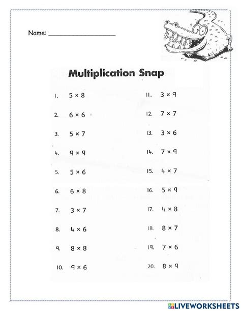 Multiplying By 6 7 8 9 Interactive Worksheet Live Worksheets Worksheets Library