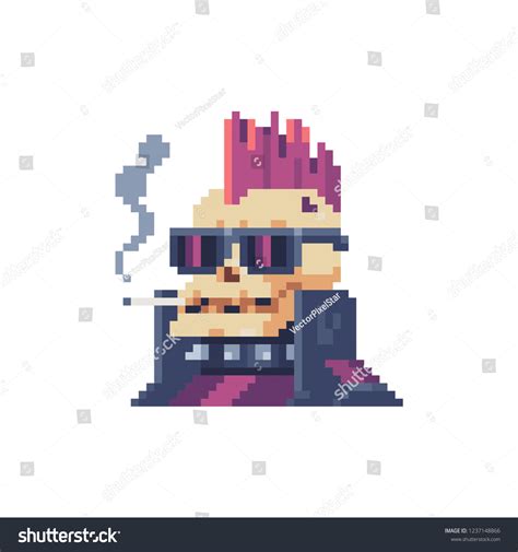 Cyberpunk Style Pixel Art Character Skull Stock Vector (Royalty Free ...