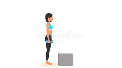 Dumbbell Step Up Onto Box Exercise Tutorial Female Workout On Mat