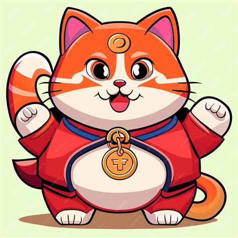 Premium Vector Fat Japanese Cat Maneki Neko Hand Drawn Cartoon