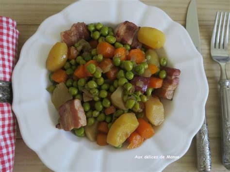 Jardinière de légumes aux pommes de terre sautées et poitrine fumée au