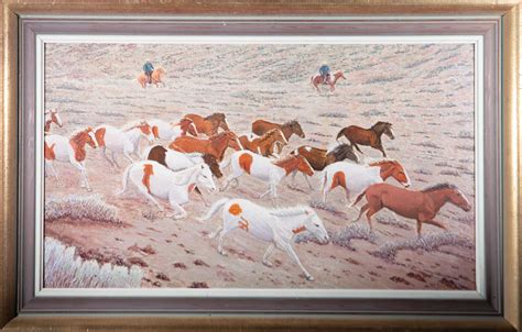 W.M. - W.M. - 20th Century Oil, Herd of Wild Horses For Sale at 1stDibs ...