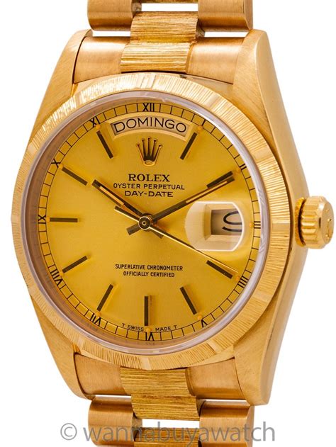 Rolex Day Date Ref 18078 Bark Finish 18K YG Circa 1984