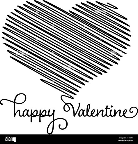 Heart Ink Scribble Sketch Drawing With Happy Valentine Calligraphic