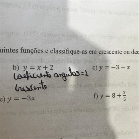 De O Coeficiente Angular Das Seguintes Fun Es E Classifique As Em